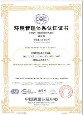 環(huán)境管理體系認(rèn)證證書