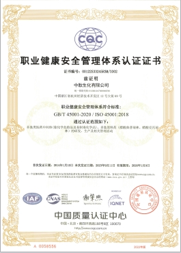 職業(yè)健康安全管理體系認(rèn)證證書